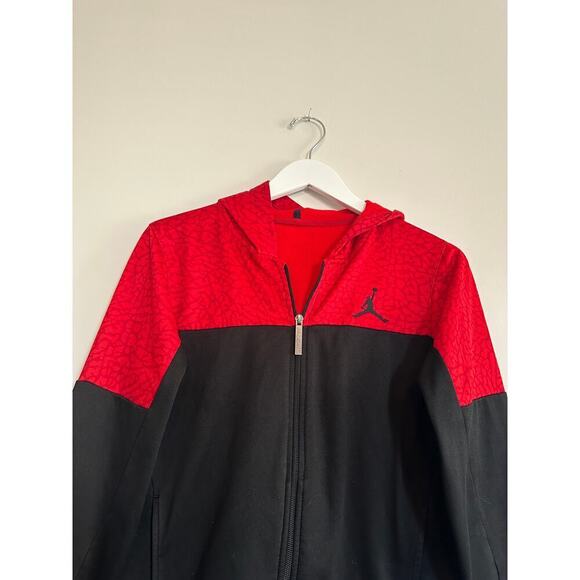 Air Jordan Nike Kids Size Large 12-13 yo Red Black Zip Therma Fit Hoodie FLAWED - Picture 5 of 11